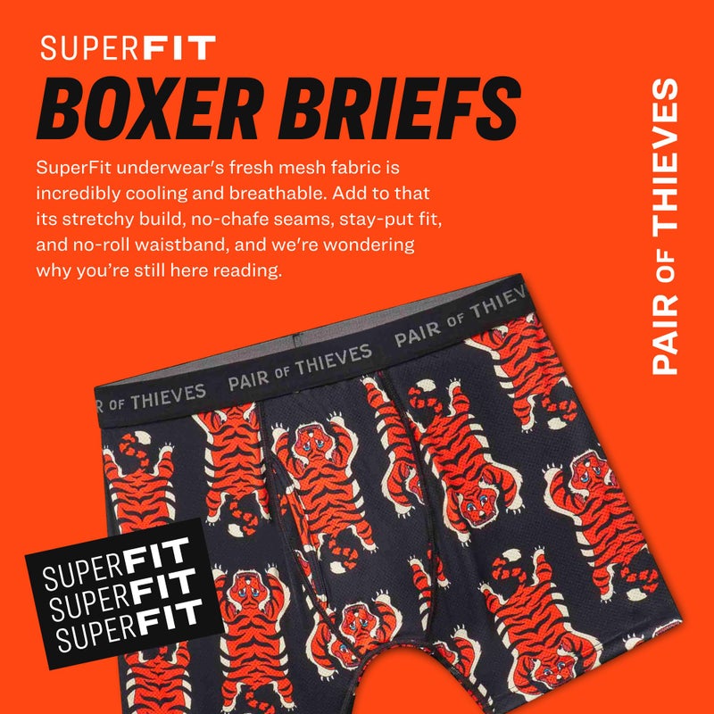 Pair of Thieves Super Fit Boxer Briefs for Men - Ultra Soft, Breathable, Quick-Dry Mens Underwear with 4-Way Stretch (3 Pack) - Large - Broken Lines - Image 2
